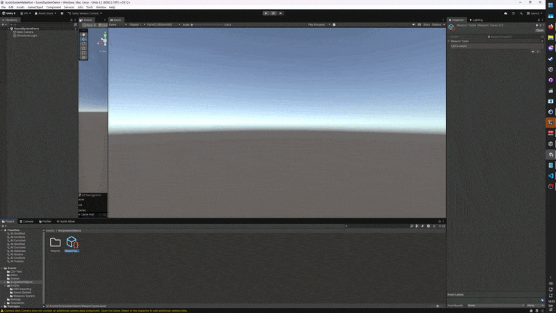 A short gif which shows generating scriptable objects from a csv